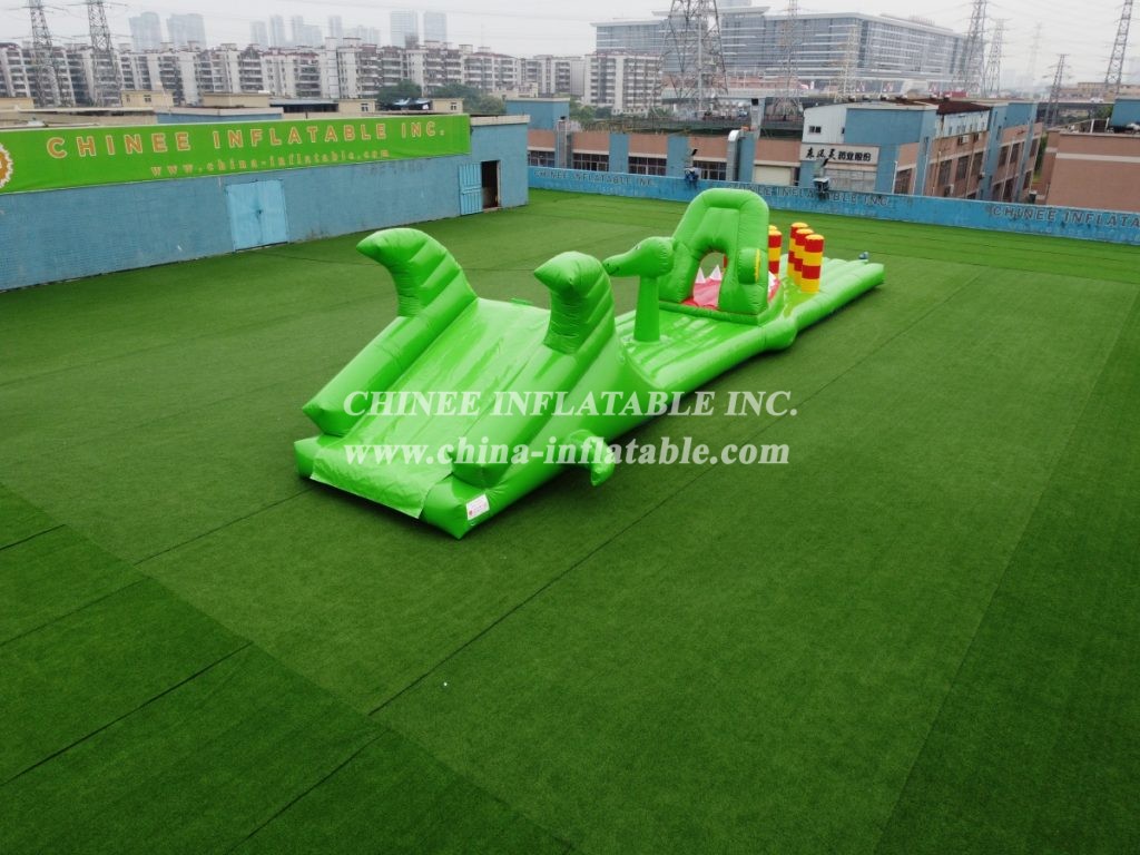 T10-109 Crocodile Theme Inflatable Obstacle Course Inflatable Water Sport Game For Kids Party Events