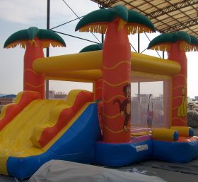 T5-167 jungle theme inflatable castle bounce house with slide combo