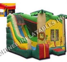 T5-191 Commercial jungle theme bouncy combo with slide
