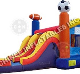 T5-233 foorball inflatable castle bounce house with slide
