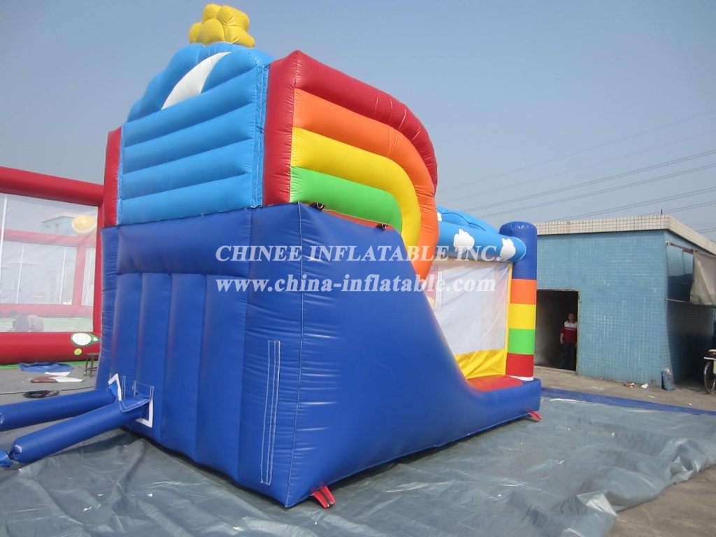 T8-1421 Rainbow Theme Inflatable Slide