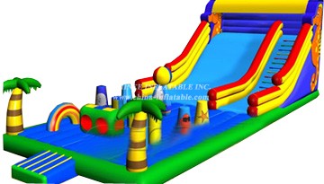 T8-307 Giant Obstacle Inflatable Dry Slide for Kids and Adults