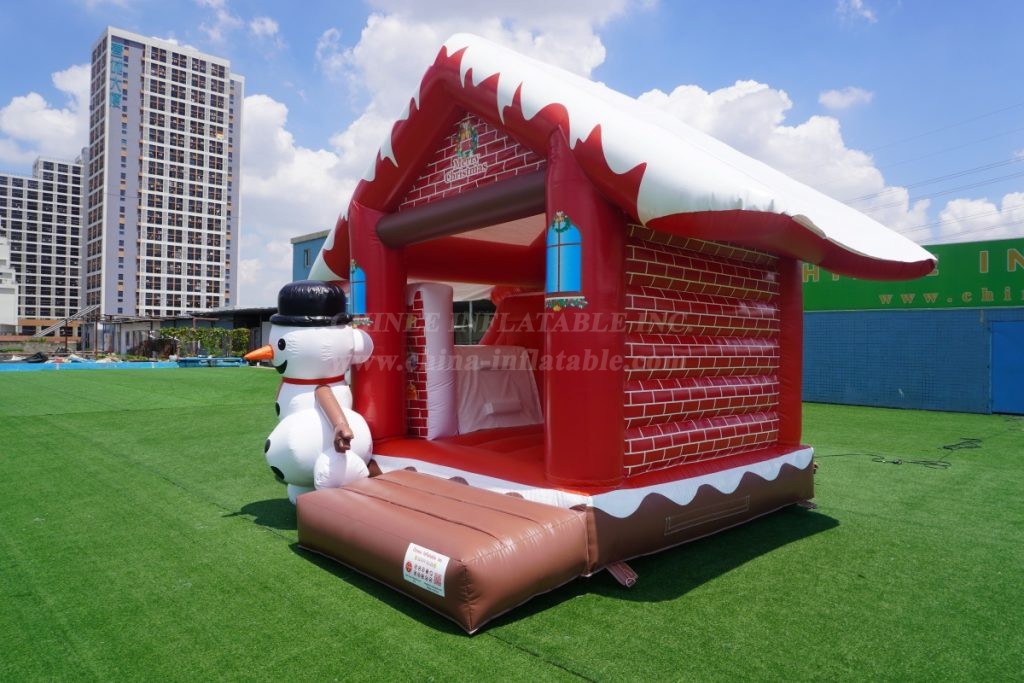 T2-3431 Christmas Snowman Bouncer With Roof&Amp;Slide