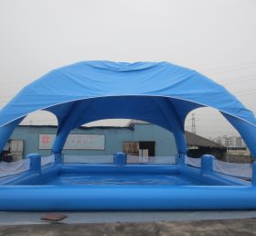 Pool2-558 Grande piscina gonfiabile blu con tenda