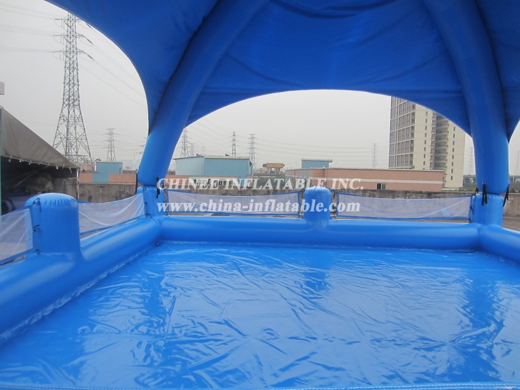 Pool2-558 Large Blue Inflatable Pool With Tent