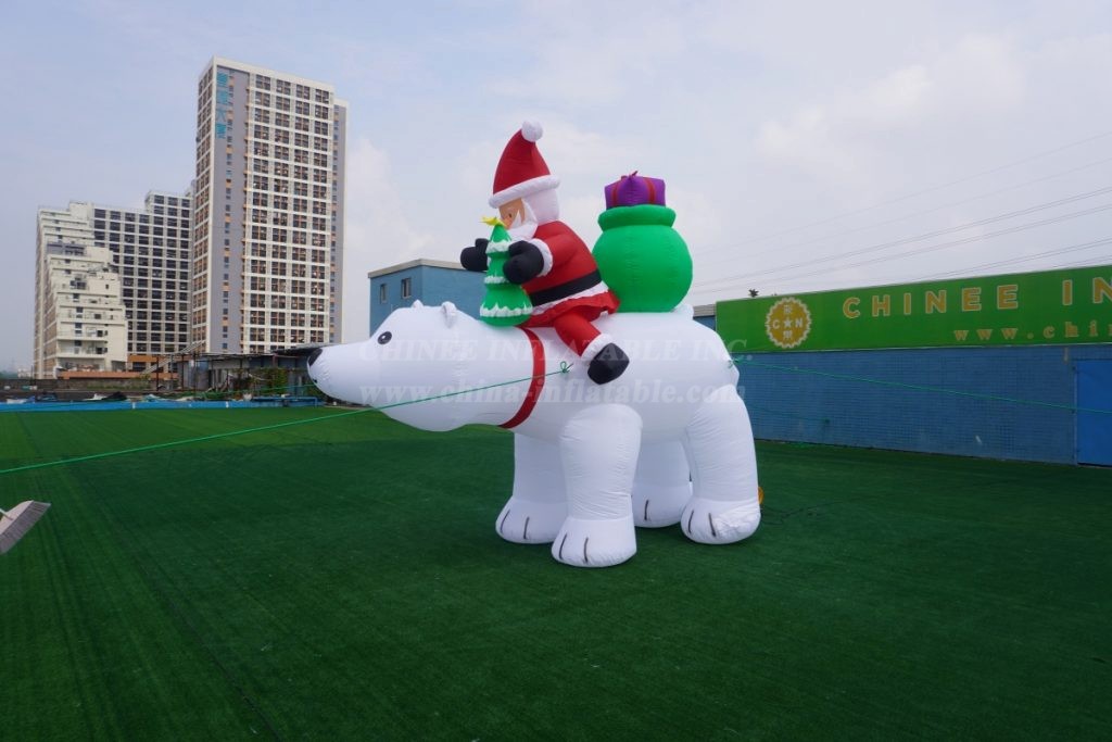 ID1-005 Santa Claus And Polar Bear Christmas Inflatable Decoration