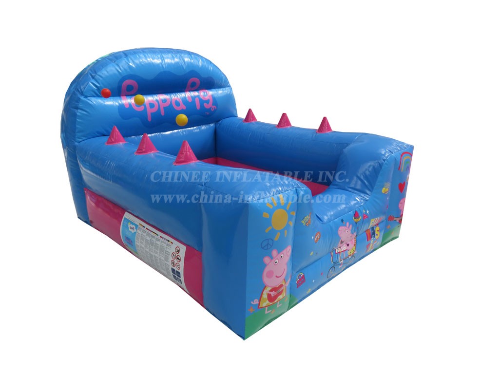 T2-4003 Blue Peppa Pig High Back Inflatable Ball Pool