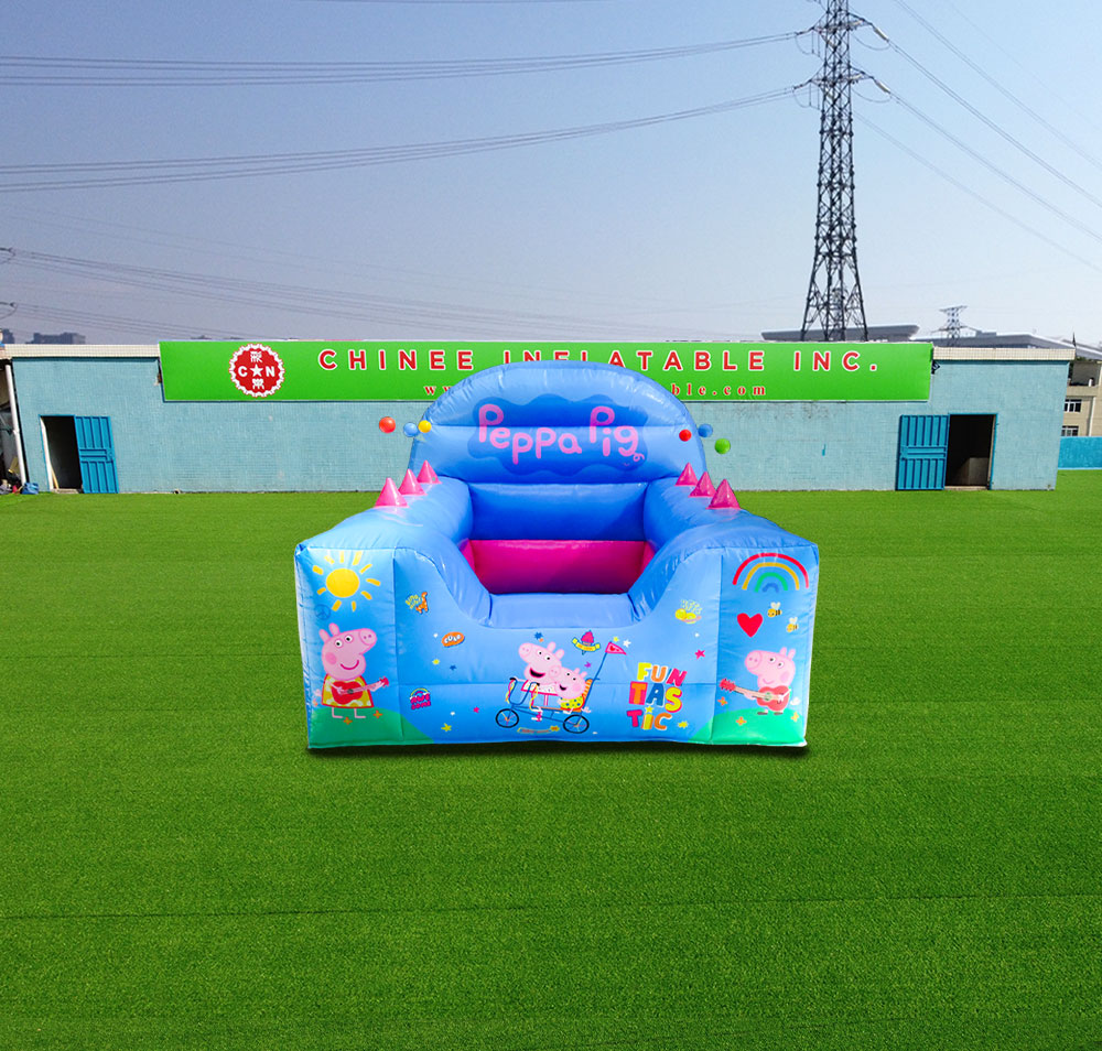 T2-4003 Blue Peppa Pig High Back Inflatable Ball Pool