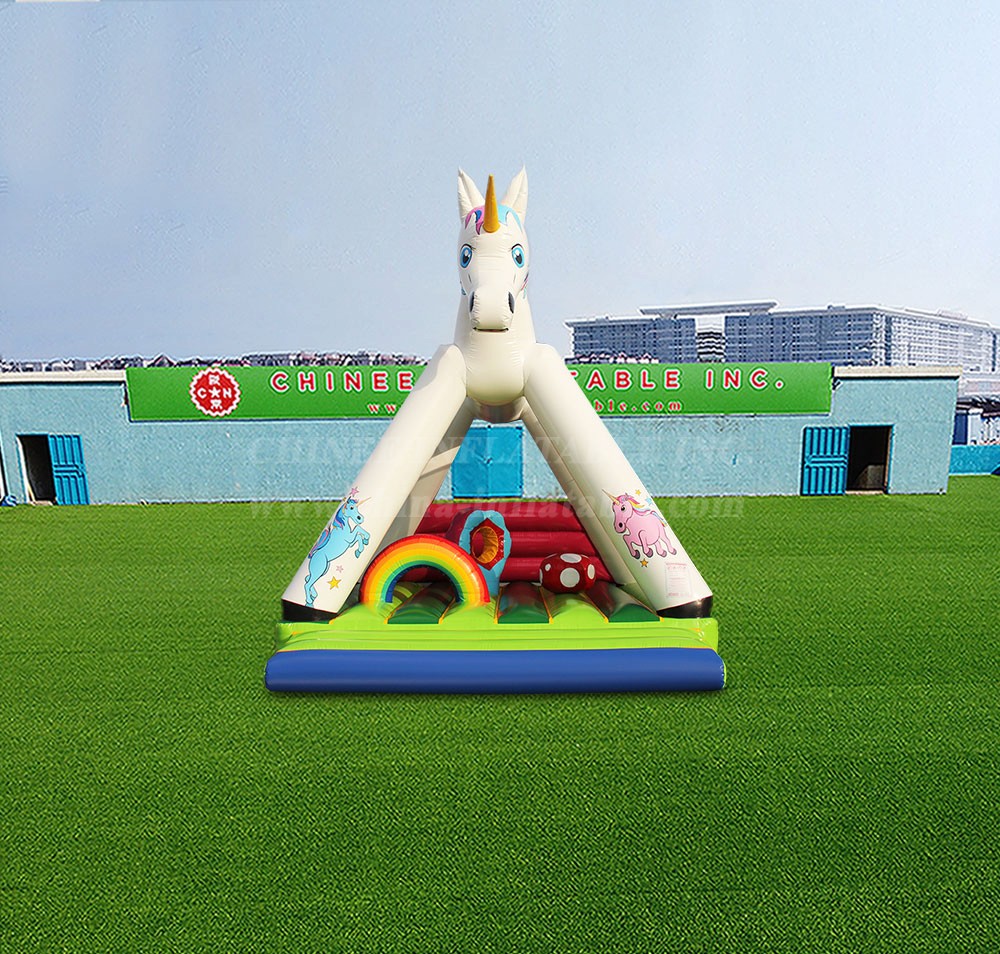 T2-4655 Unicorn Bounce House With Obstacles