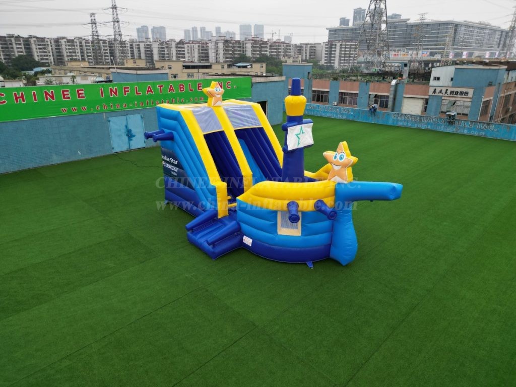 T8-1352B Star-Patterned Pirate Ship Inflatable Slide
