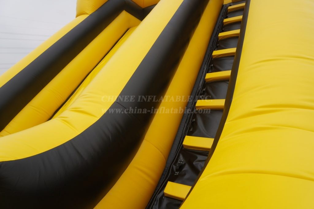 T7-564C Exciting Soccer-Themed Yellow Wavy Double Inflatable Slide