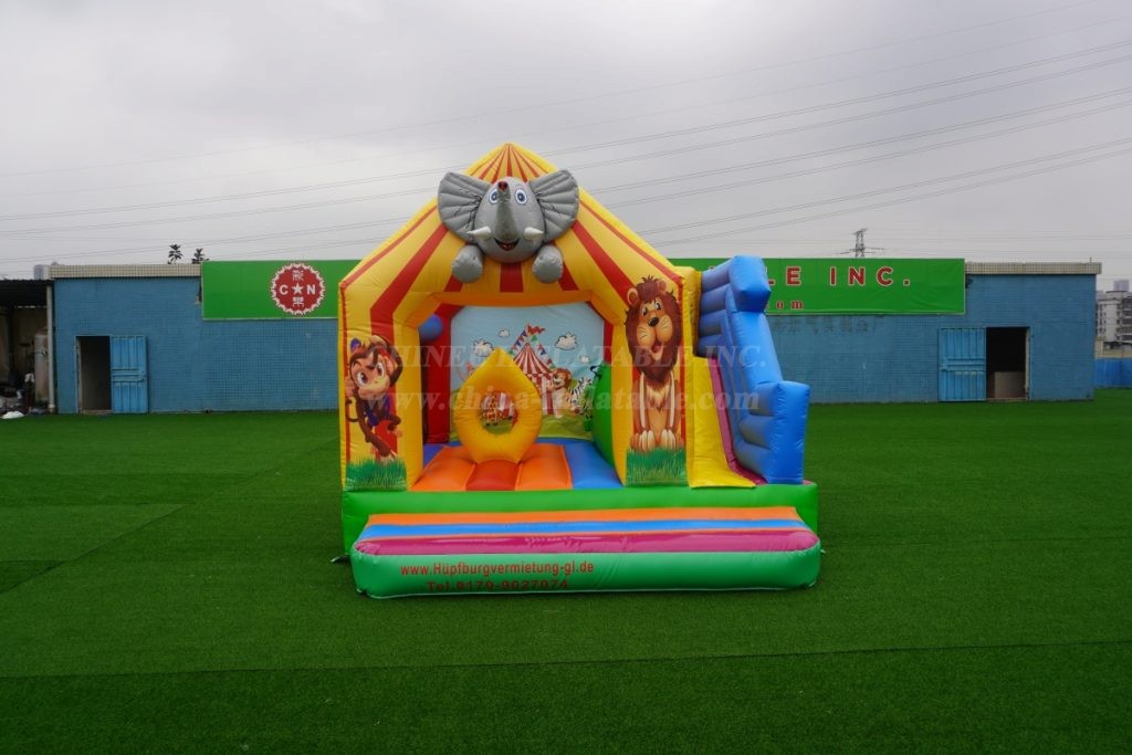 T2-3249B Inflatable Circus Elephant Castle With Slide