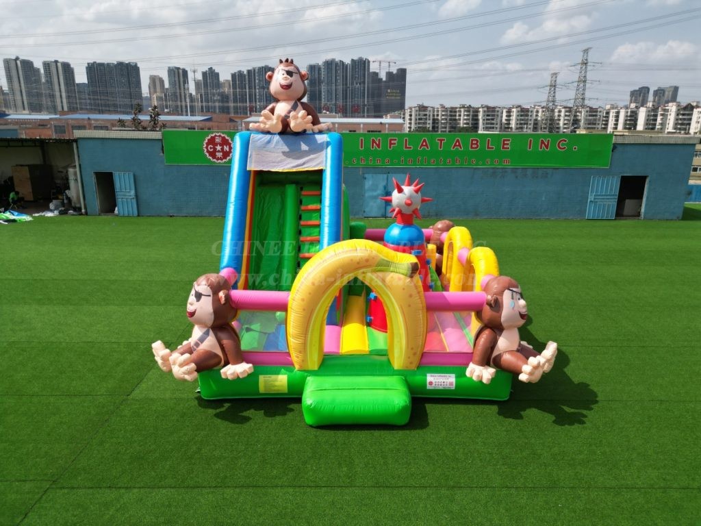 T6-3560B Pirate monkey theme inflatable jumping castle with slide