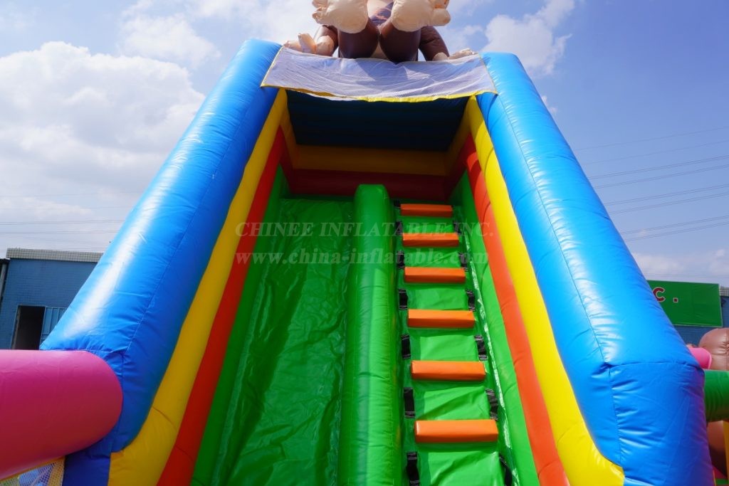 T6-3560B Pirate monkey theme inflatable jumping castle with slide