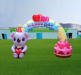 S4-684 Gonfiabile Happy Birthday Cake Arches Attività per bambini Forniture per feste Decorazione