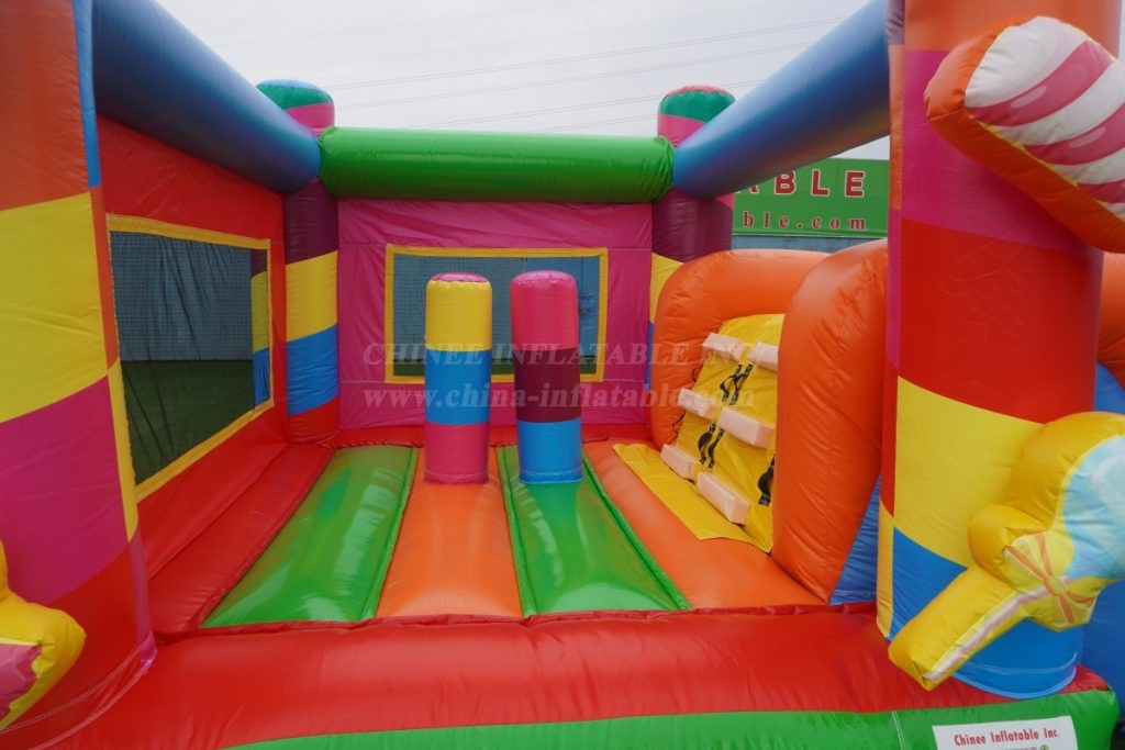 T2-4565B Rainbow Candy Bouncy Castle With Slide